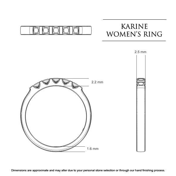 Karine Women's Wedding Band in 18kt White Gold AU - Dimensions
