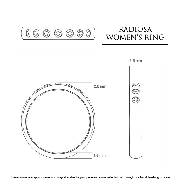 Radiosa Women's Wedding Band in Platinum 950 AU - Dimensions