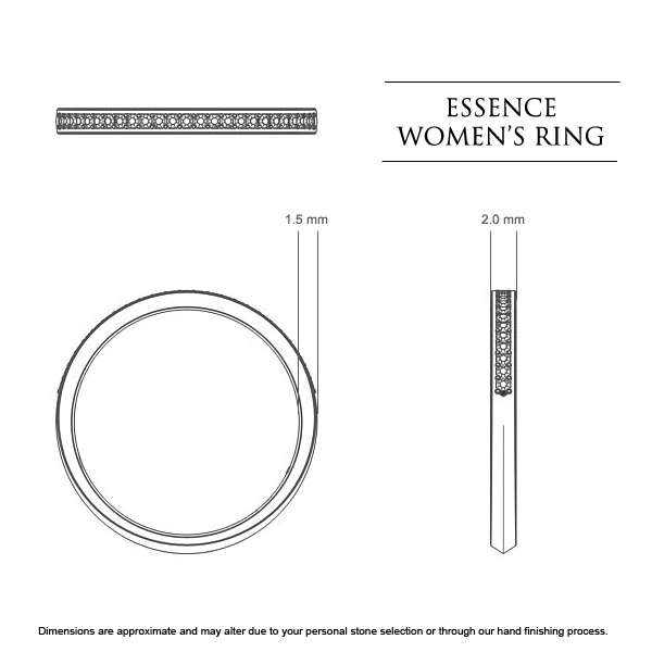 Essence Women's Wedding Band in Platinum 950 AU - Dimensions