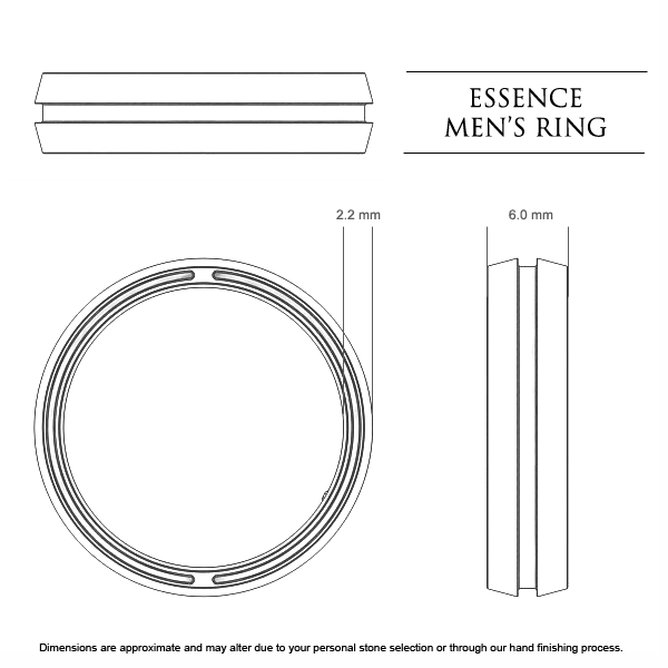 Essence Men's Wedding Band in 18kt White Gold AU - Dimensions