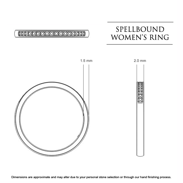 Spellbound Women's Wedding Band in 18kt Yellow Gold AU - Dimensions