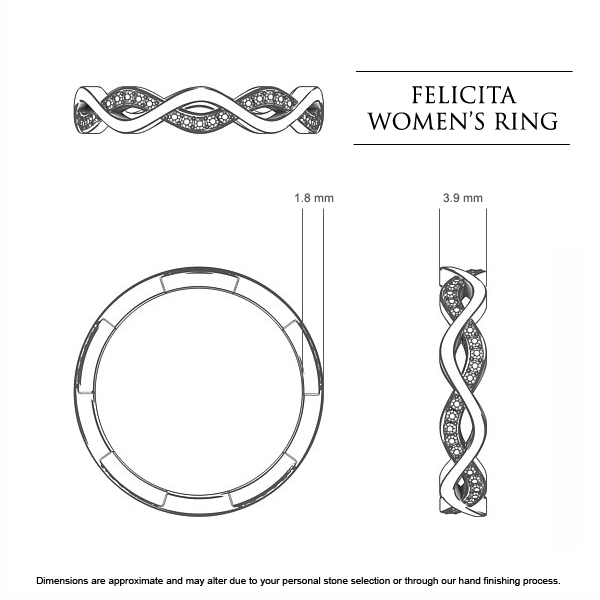 Felicita Women's Wedding Band in Platinum 950 AU - Dimensions