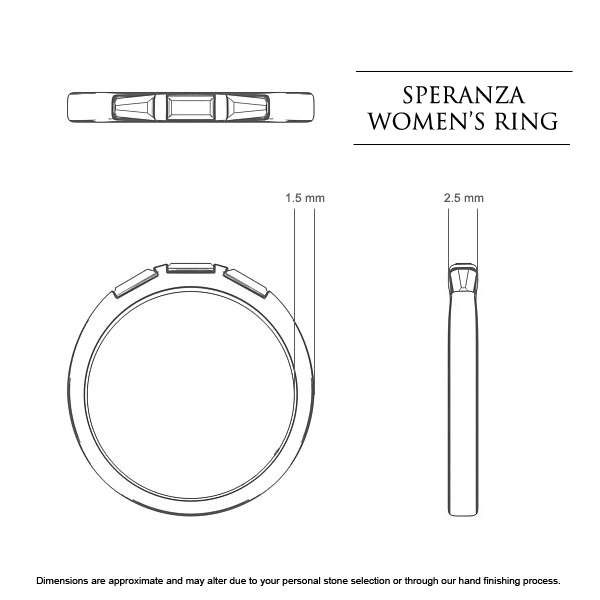 Speranza Women's Wedding Band in Platinum 950 AU - Dimensions