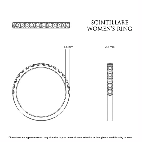 Scintillare Women's Wedding Band in Platinum 950 AU - Dimensions