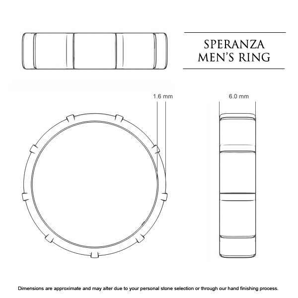 Speranza Men's Wedding Band in 18kt White Gold AU - Dimensions