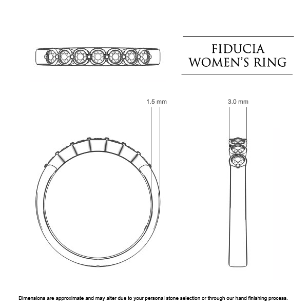 Fiducia Women's Wedding Band in 18kt White Gold AU - Dimensions