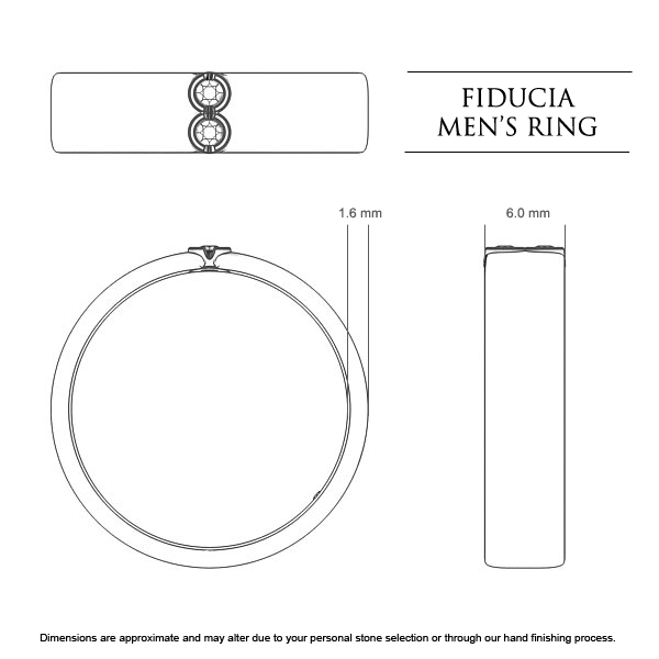 Fiducia Men's Wedding Band in 18kt White Gold AU - Dimensions