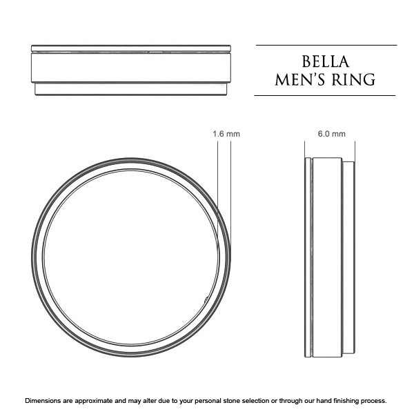Bella Men's Wedding Band in 18kt Yellow Gold AU - Dimensions